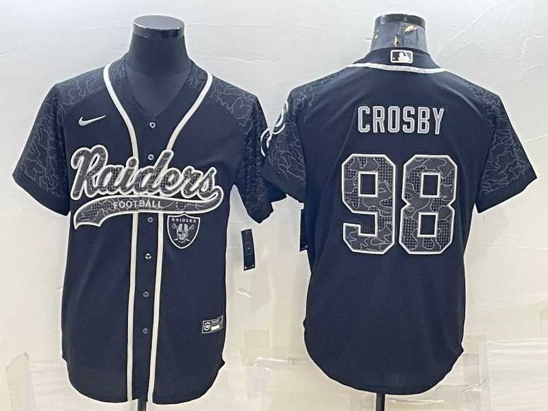 Men%27s Las Vegas Raiders #98 Maxx Crosby Black Reflective Limited Stitched Football Jersey->los angeles chargers->NFL Jersey